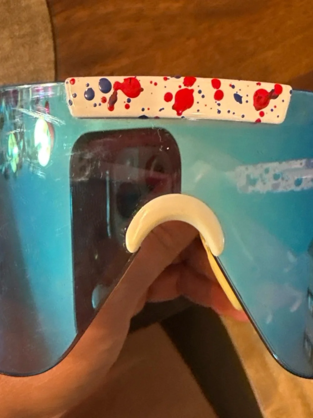 Pit Viper Sunglasses White Splatter with Red & Blue Accents